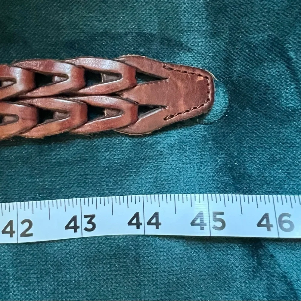 BRASS AND LEATHER BRAIDED BELT SIZE 38 EUC